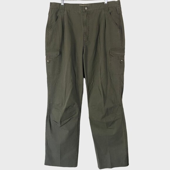 Cabela's Cargo Utility Pants Women's 18 Olive Green Relaxed Fit Cotton Wide-Leg - Picture 1 of 9